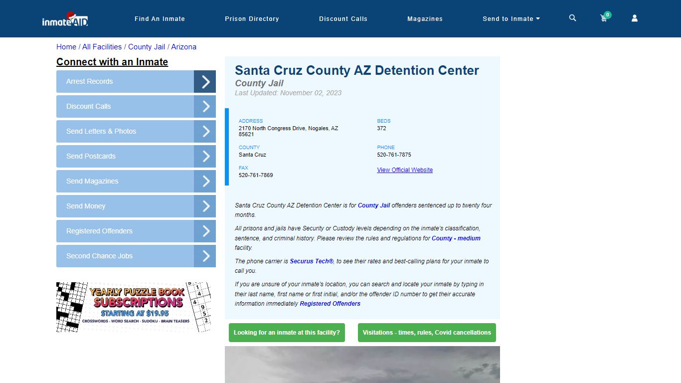 Santa Cruz County AZ Detention Center - Inmate Locator - Nogales, AZ