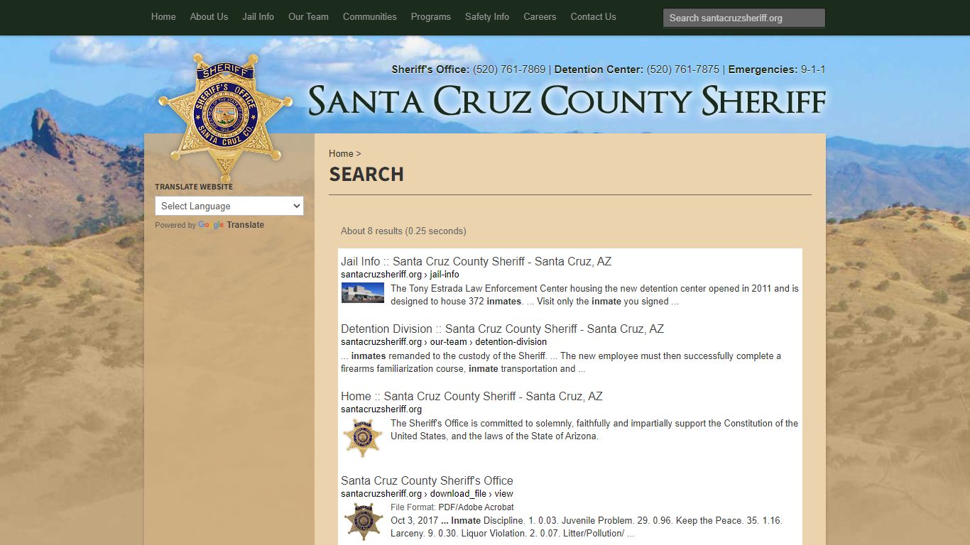 Search :: Santa Cruz County Sheriff - Santa Cruz, AZ